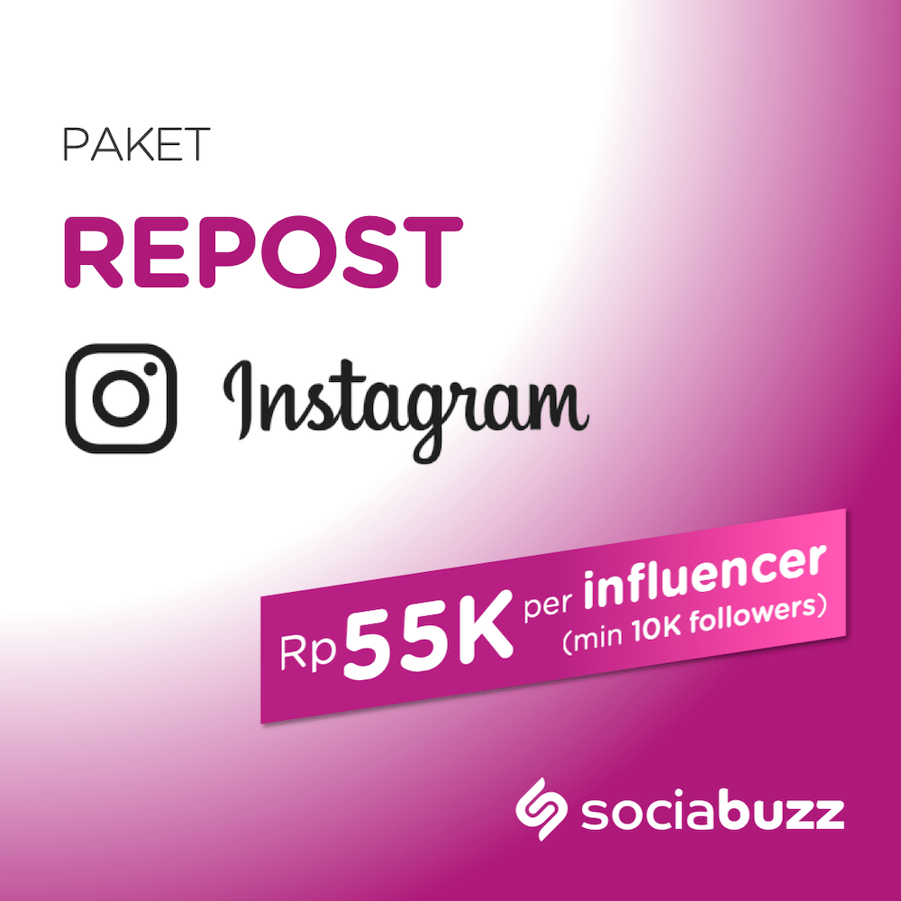 Paket Repost Instagram Murah (15 influencer min. 10K followers)