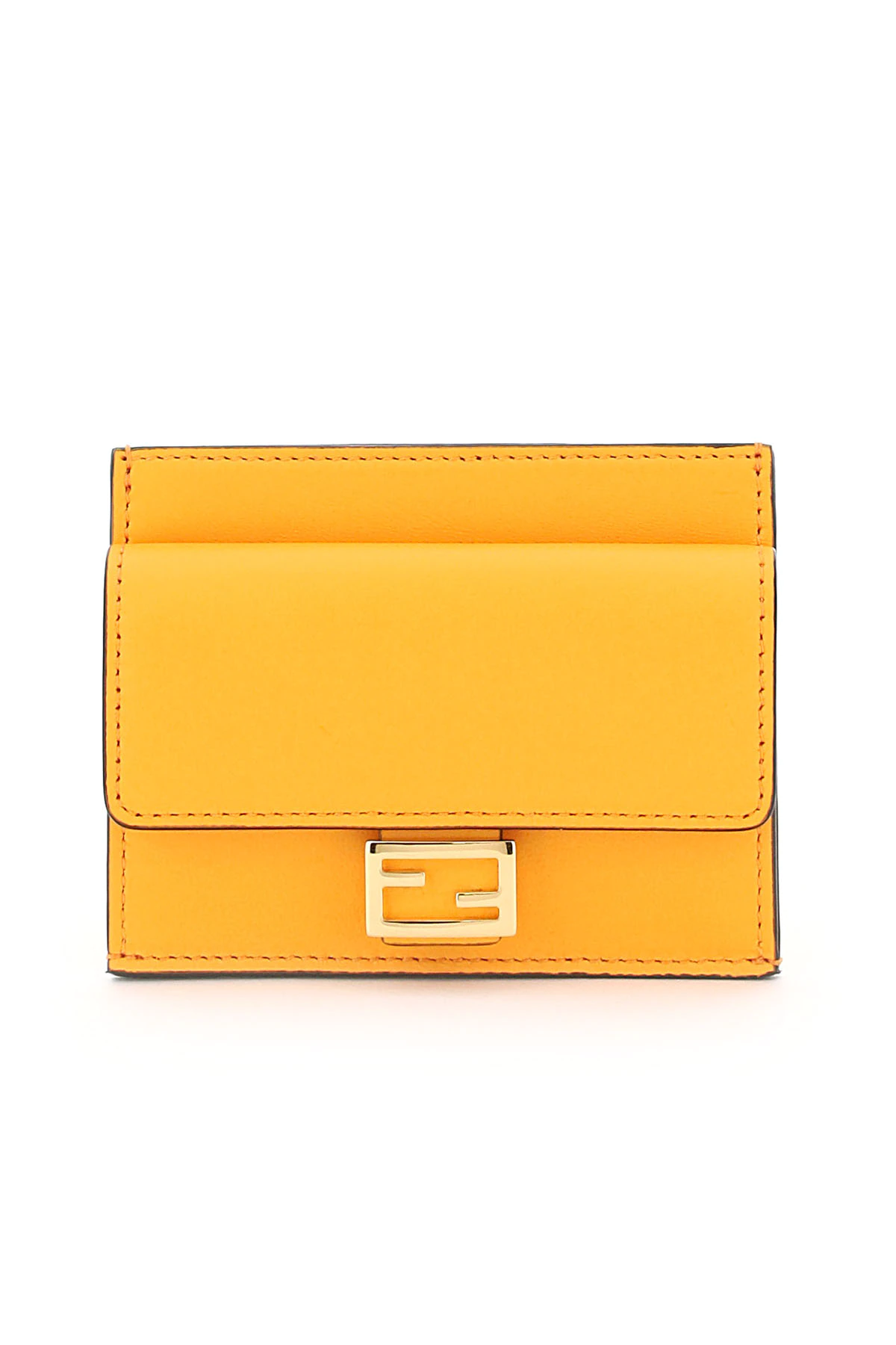 FENDI BAGUETTE FF CARD HOLDER OS Orange Leather