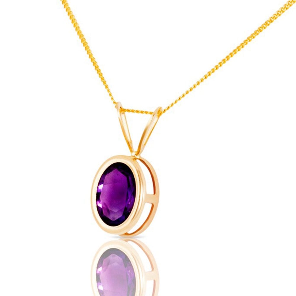 New 9ct Gold Amethyst Pendant & 18 Inch Necklace